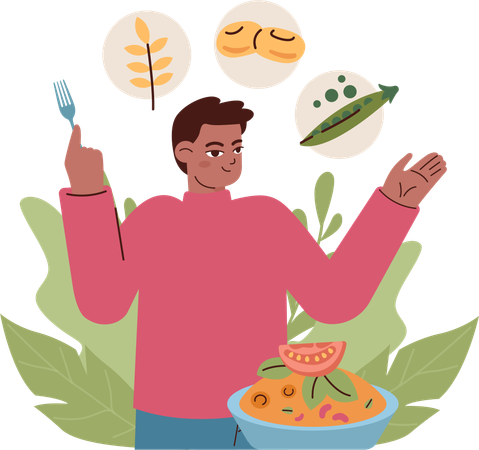Man prepares nutritious food  Illustration