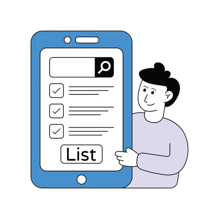 Man prepares Shopping List  Illustration