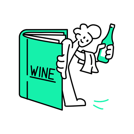 Man prepares wine list  Illustration