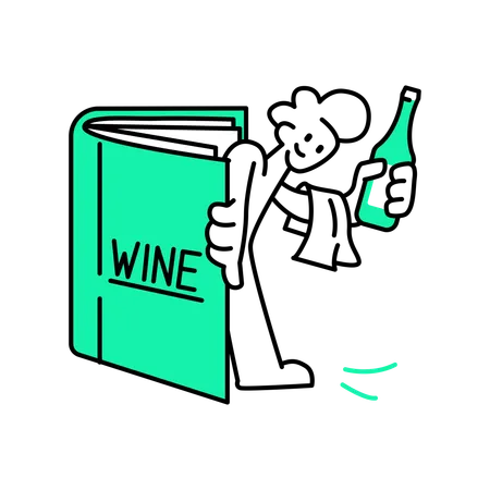 Man prepares wine list  Illustration