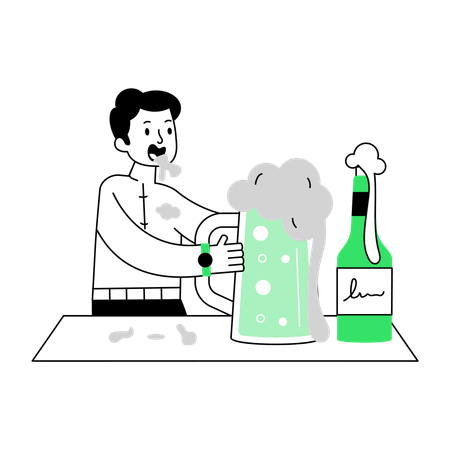 Man preparing beer at Drinking Beer  Illustration