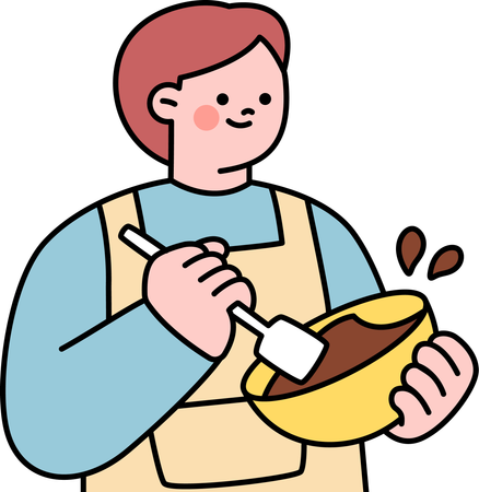 Man preparing chocolate batter  Illustration