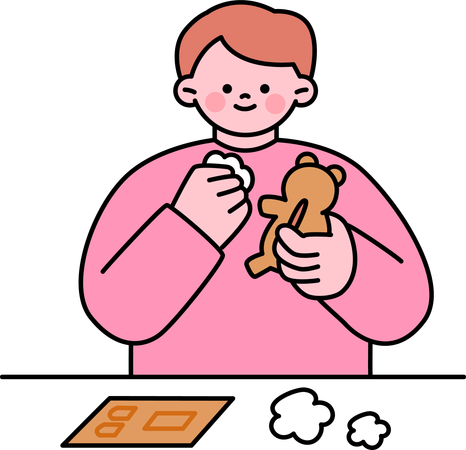 Man preparing decorative teddy bear  Illustration