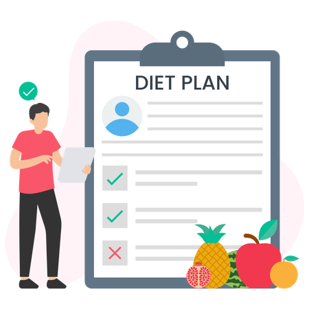 Man preparing diet plan  Illustration