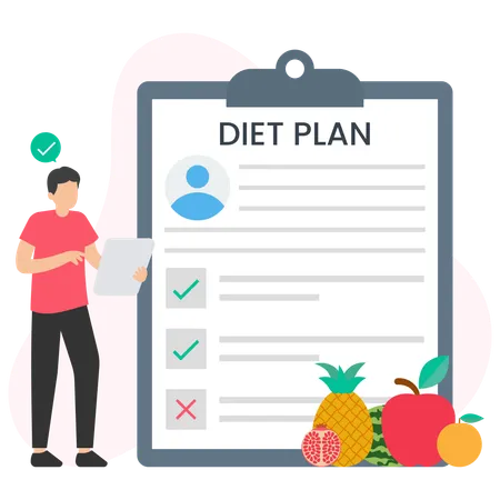 Man preparing diet plan  Illustration