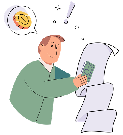 Man preparing financial tax report  Illustration