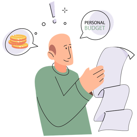 Man preparing financial tax report  Illustration