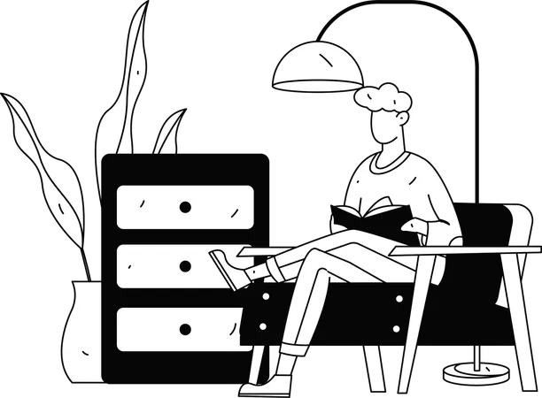 Man preparing for college exams  Illustration