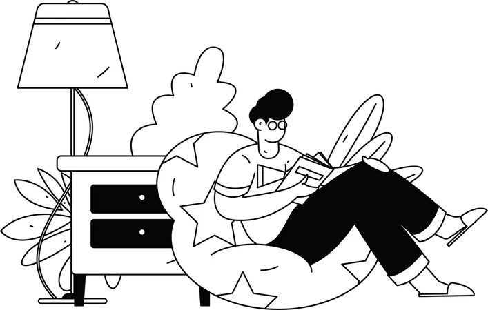 Man preparing for school exams  Illustration