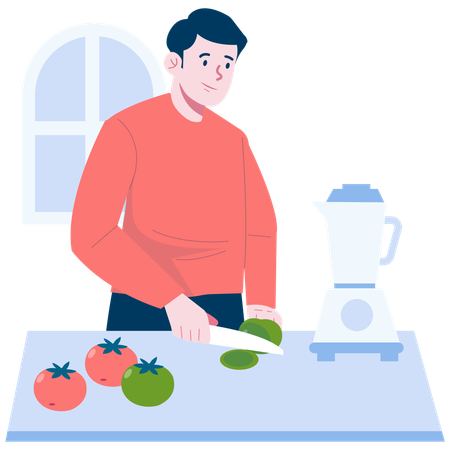 Man Preparing Healthy Food  Illustration