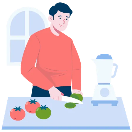 Man Preparing Healthy Food  Illustration