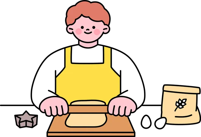 Man preparing roti for dinner  Illustration