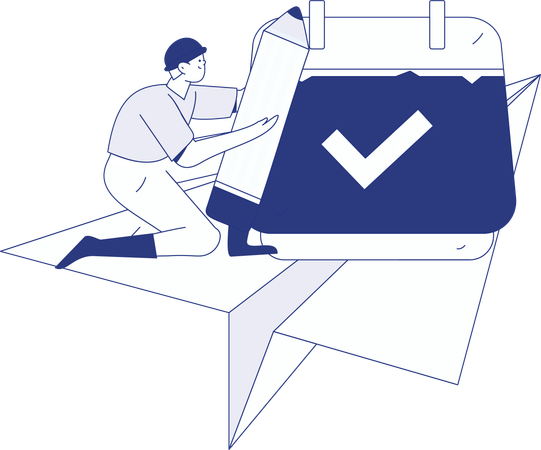 Man preparing work schedule  Illustration