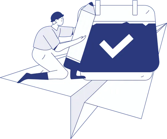 Man preparing work schedule  Illustration