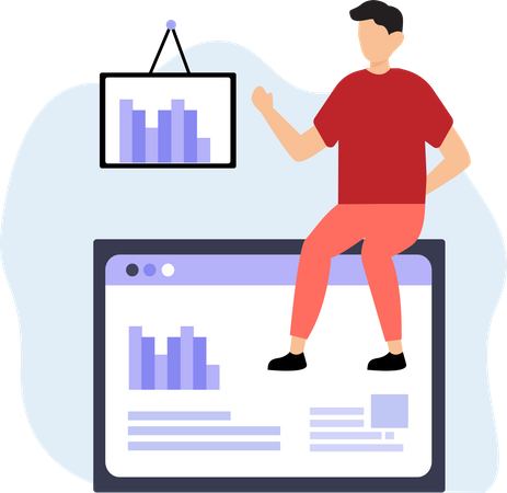 Man present data analysis  Illustration