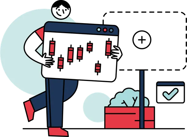 Man Present Stock Market analysis  Illustration