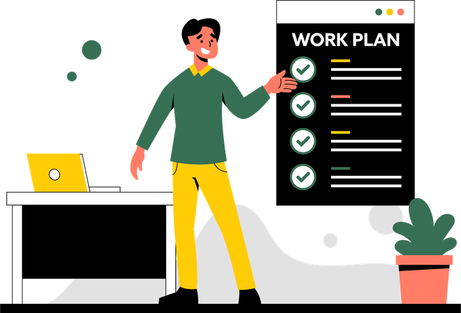 Man Presenting a Work Plan  Illustration