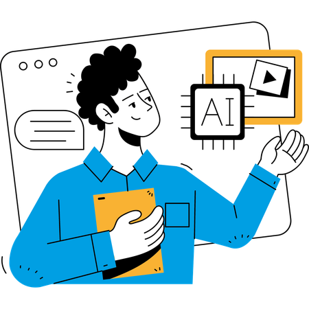 Man Presenting AI Video Content  Illustration