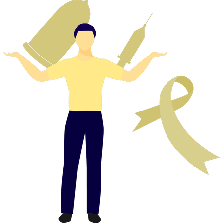 Man presenting Aids Protection  Illustration