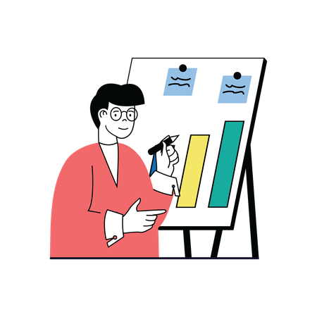 Man presenting analysis chart  Illustration