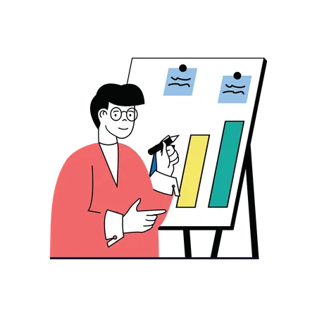 Man presenting analysis chart  Illustration