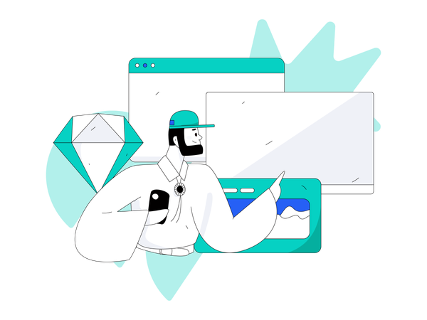 Man presenting analysis chart  Illustration