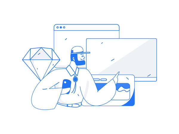 Man presenting analysis chart  Illustration