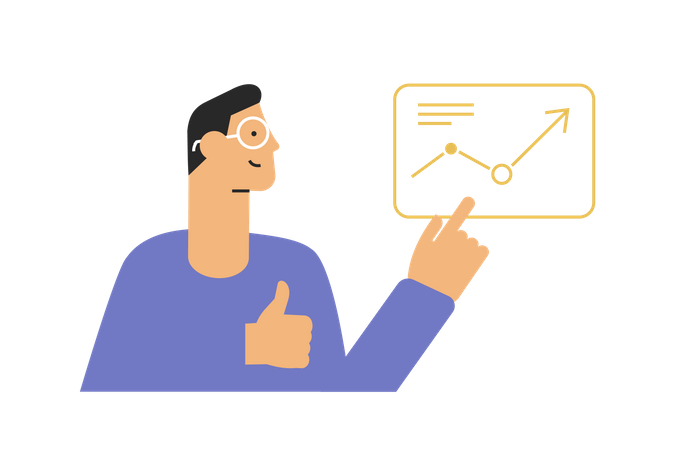 Man presenting analysis chart  Illustration