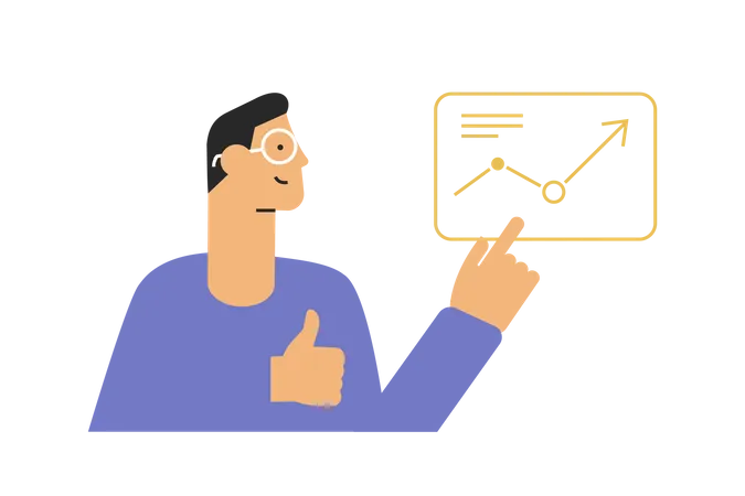 Man presenting analysis chart  Illustration