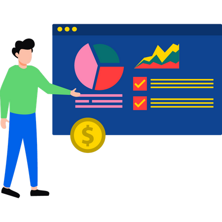 Man presenting analysis chart  Illustration