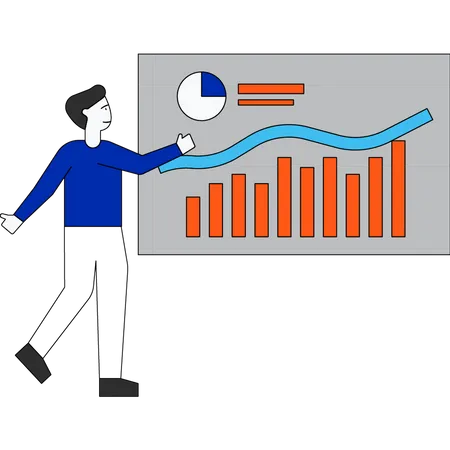 Man presenting analysis graph  Illustration