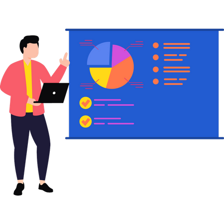 Man presenting analysis graph  Illustration