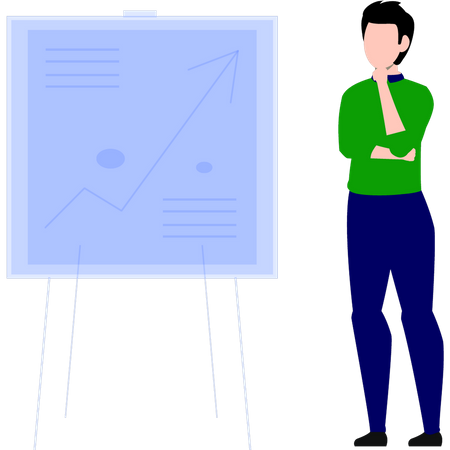 Man presenting analysis graph  Illustration