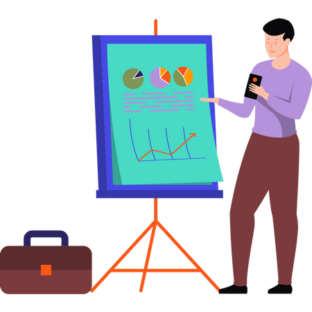 Man presenting analysis report  Illustration