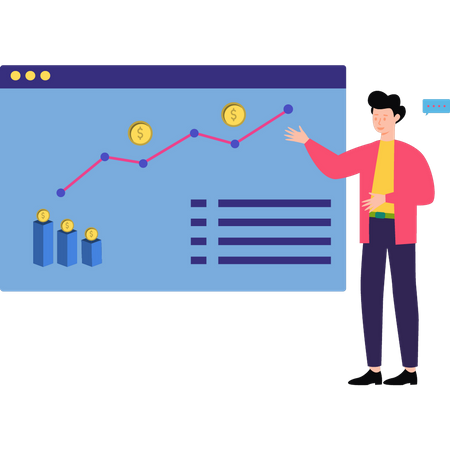 Man presenting analytics graph  Illustration