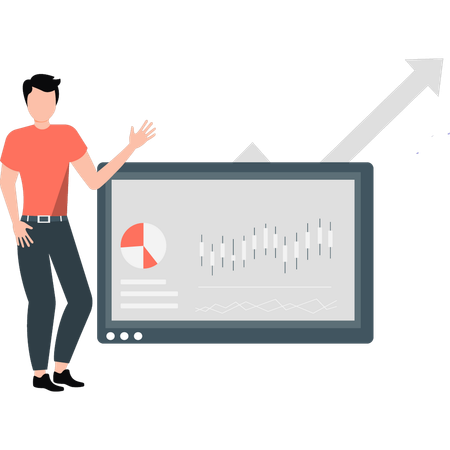 Man presenting analytics monitoring  Illustration