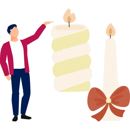 Man presenting birthday candle  Illustration