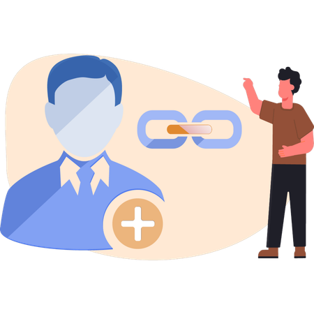 Man presenting blockchain customer  Illustration