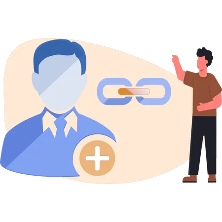 Man presenting blockchain customer  Illustration