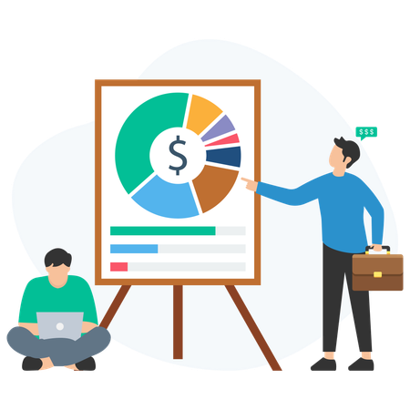 Man Presenting Budget Report  Illustration