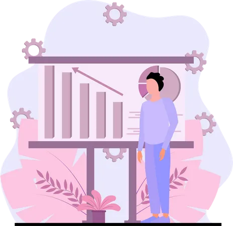 Man Presenting Business analysis  Illustration