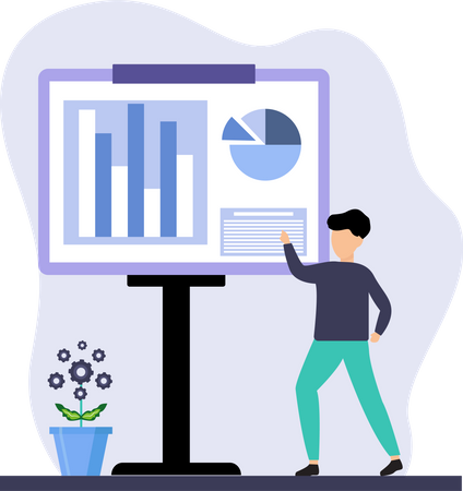 Man presenting business analysis report  Illustration