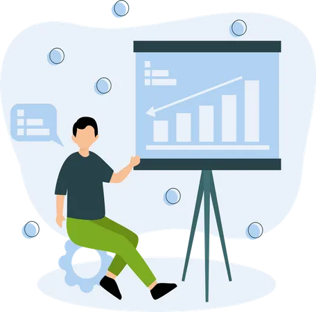 Man presenting business analytics graph  Illustration