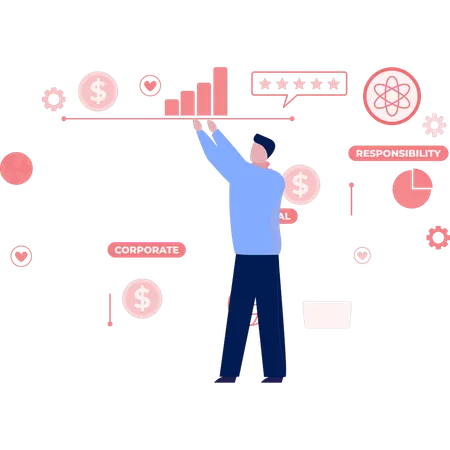 Man presenting business graph  Illustration