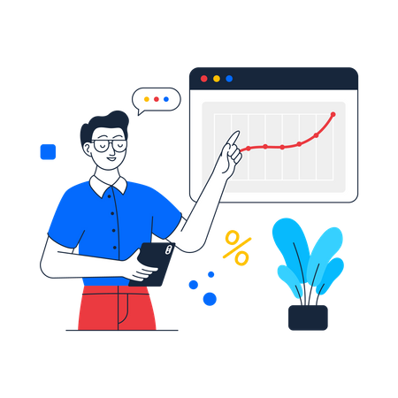 Man presenting Business Growth  Illustration