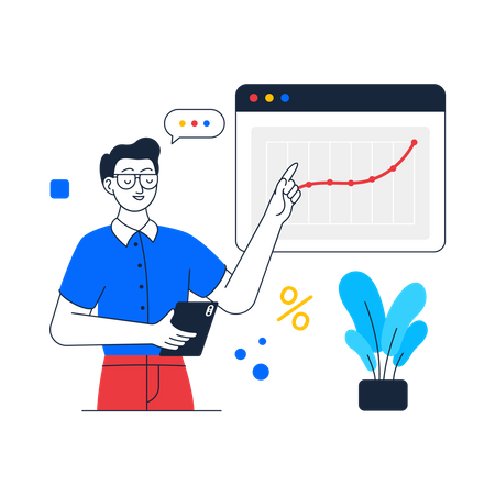 Man presenting Business Growth  Illustration