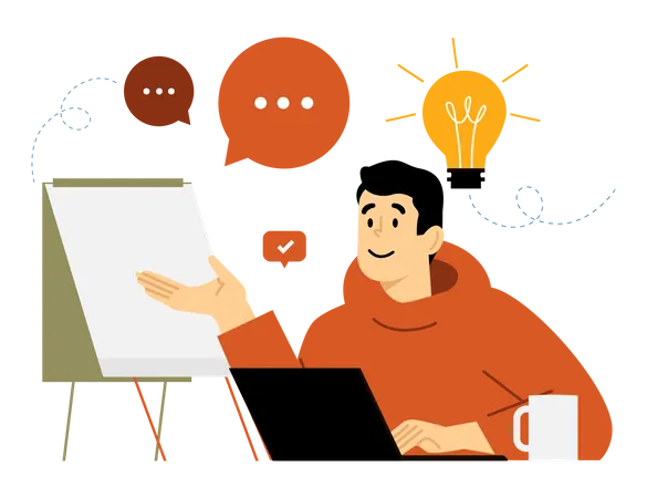 Man presenting business idea  Illustration