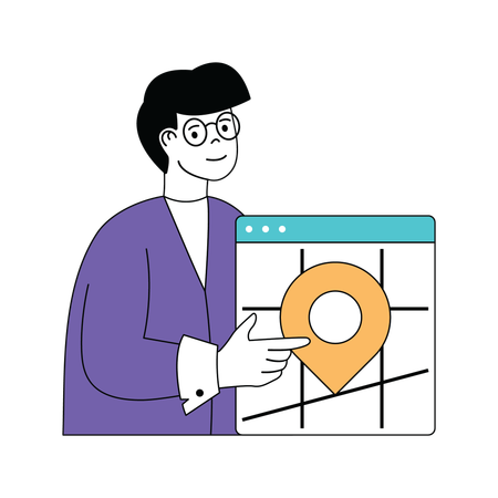 Man presenting business location  Illustration