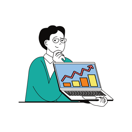 Man presenting business profit graph  Illustration