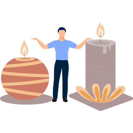 Man presenting candle light  Illustration